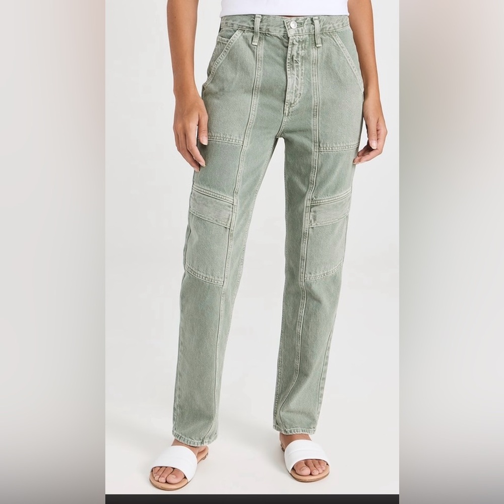 AGOLDE Utility Cooper Cargo Jeans Sage Green Size 23 Straight Leg Panel Denim